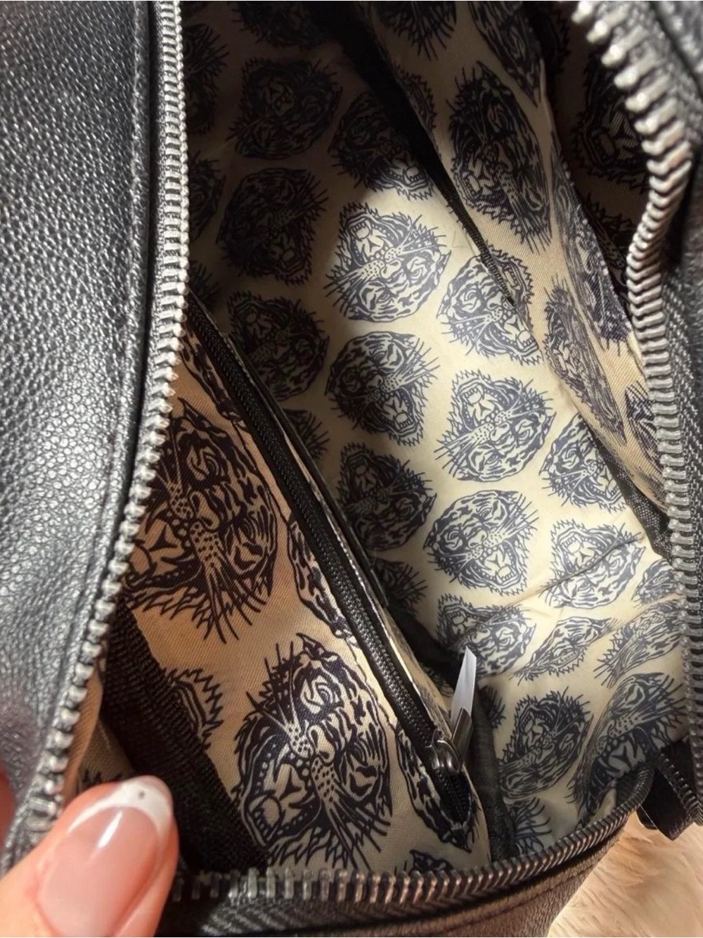 Ed Hardy Black Satchel with Colorful Tattoo Art